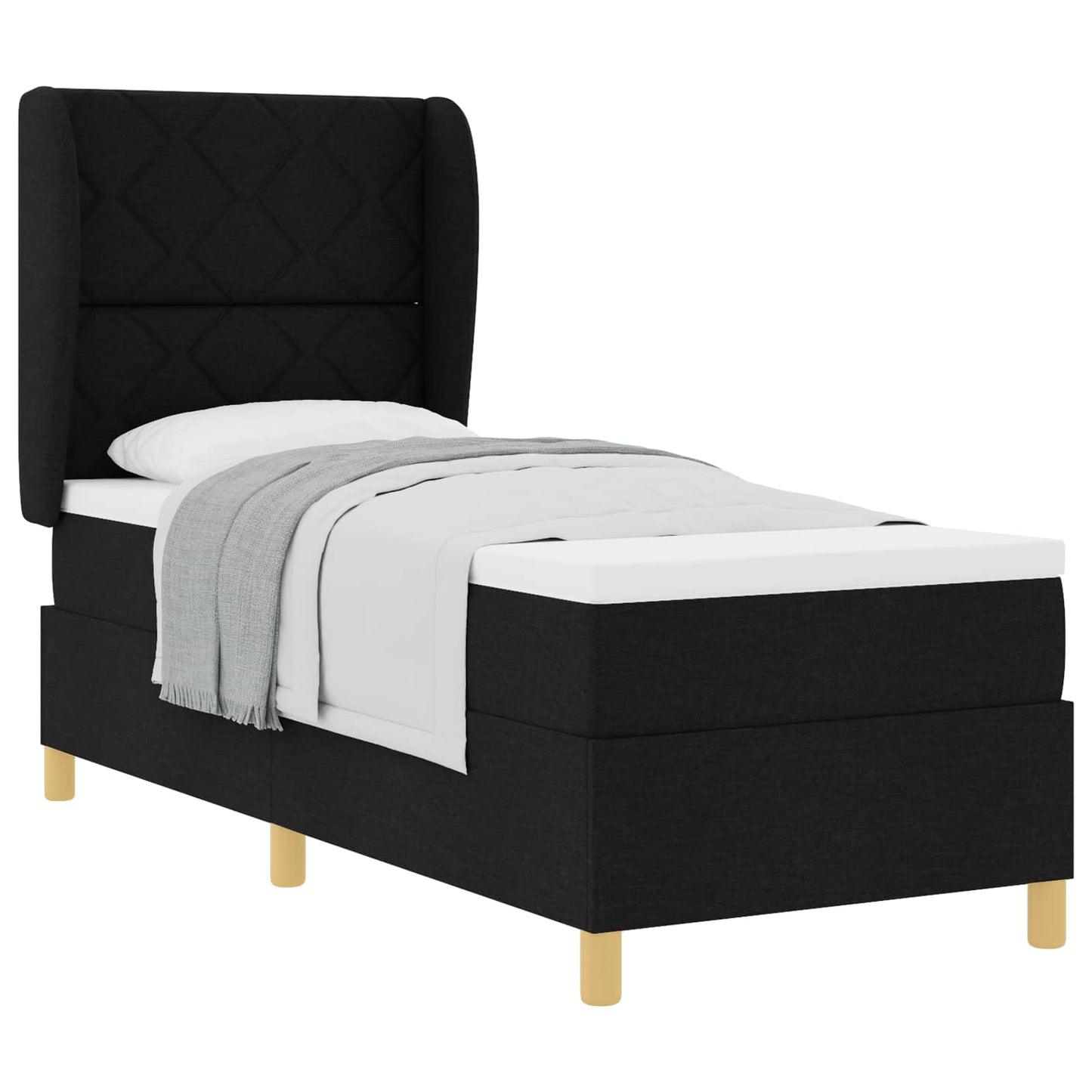 Box spring seng med hovedgærde Sort 200 x 80 cm Stof