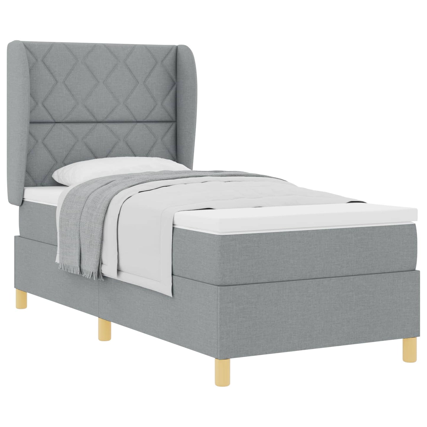 Box spring seng med hovedgærde Lysegrå 190 x 90 cm Stof