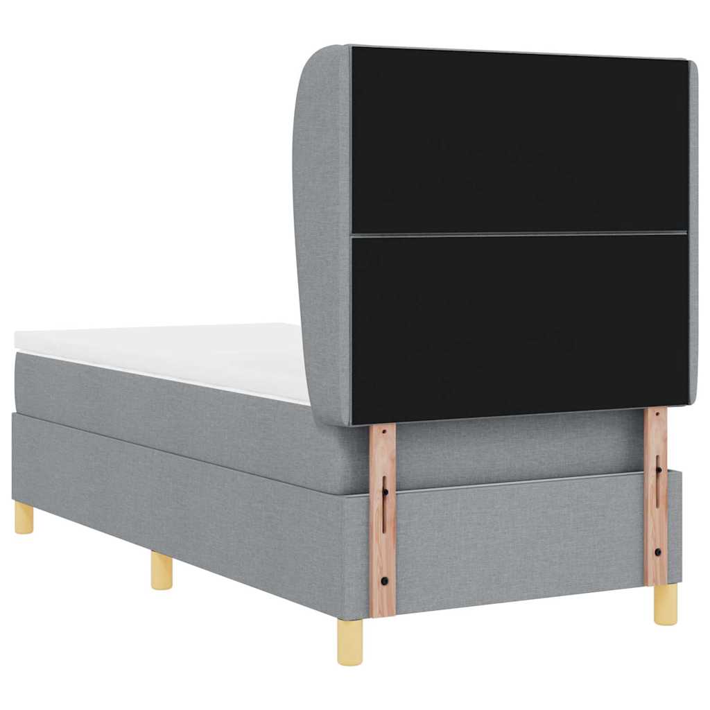 Box spring seng med hovedgærde Lysegrå 190 x 90 cm Stof