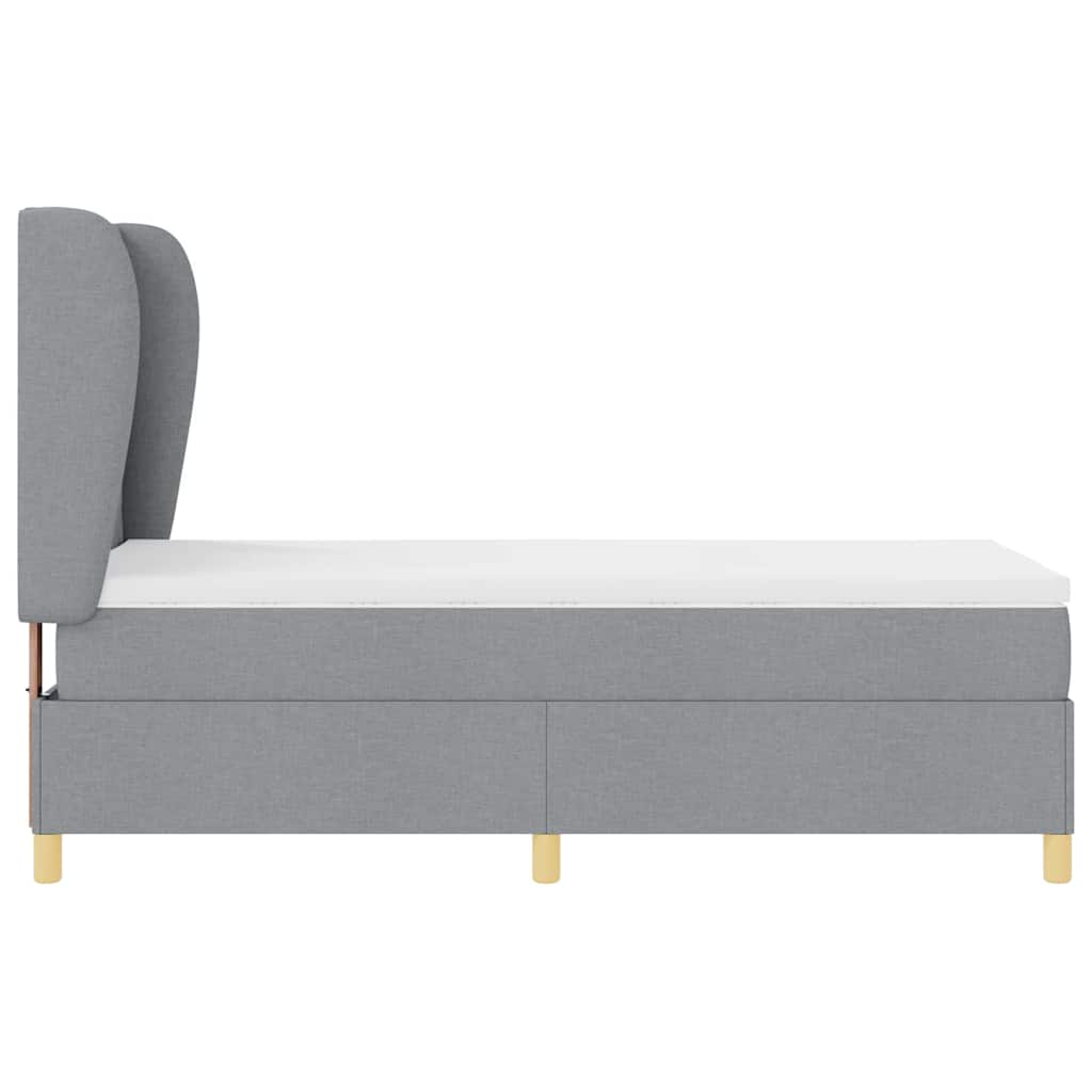 Box spring seng med hovedgærde Lysegrå 190 x 90 cm Stof