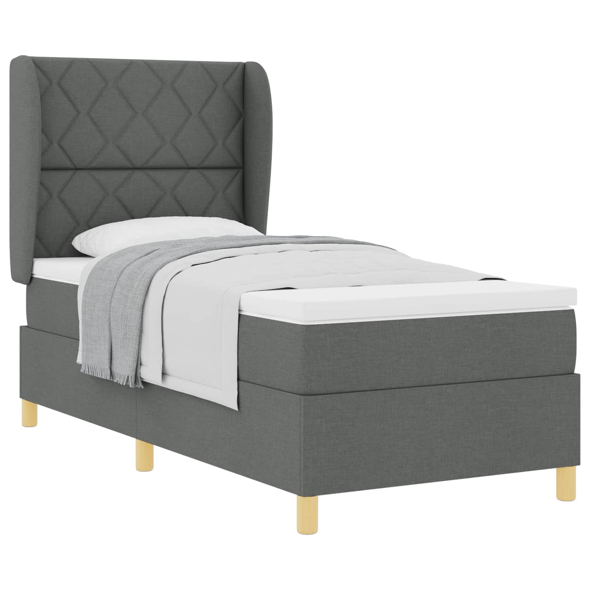 Box spring seng med hovedgærde Mørkegrå 190 x 90 cm Stof