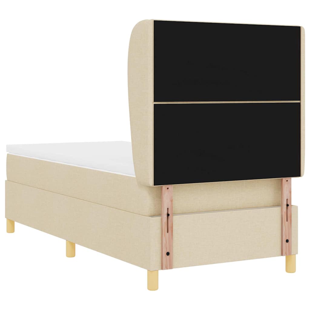 Box spring seng med hovedgærde Creme 190 x 90 cm Stof