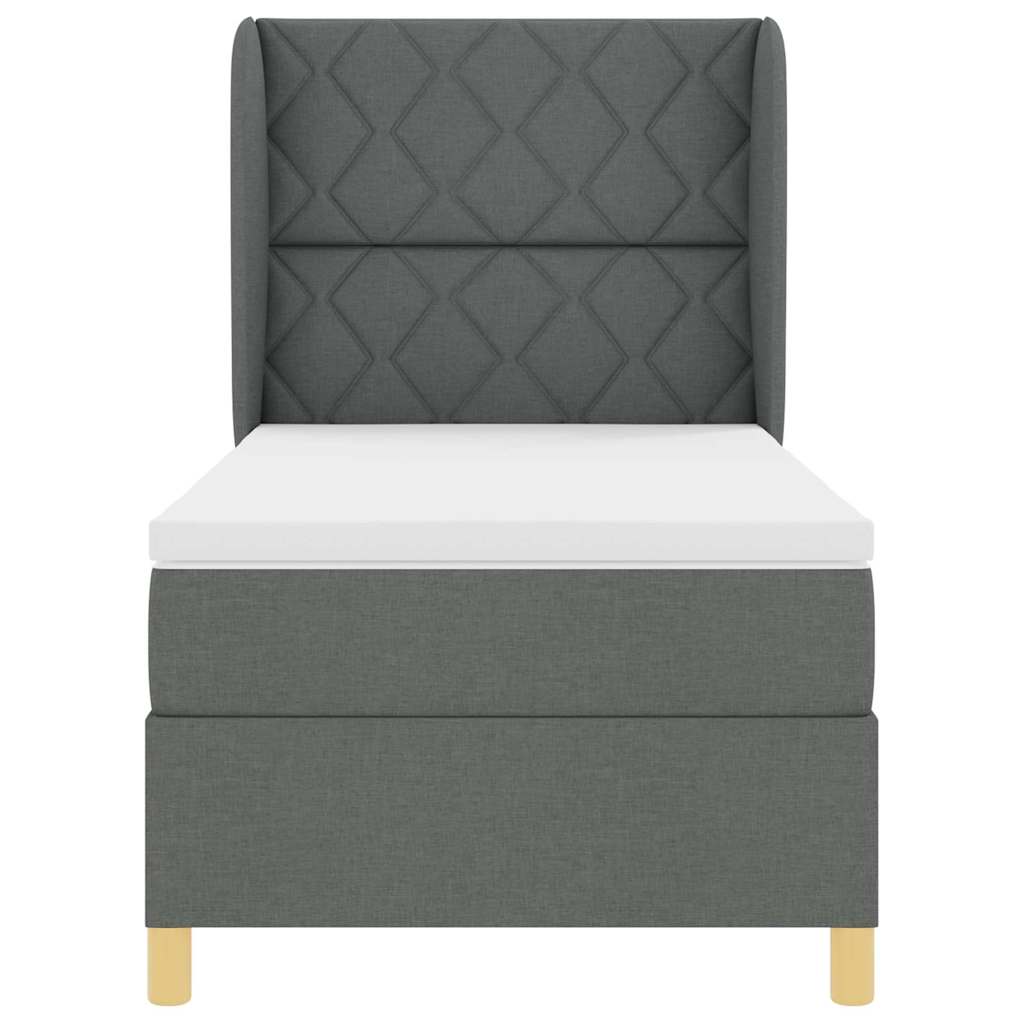 Box spring seng med hovedgærde Mørkegrå 200 x 90 cm Stof
