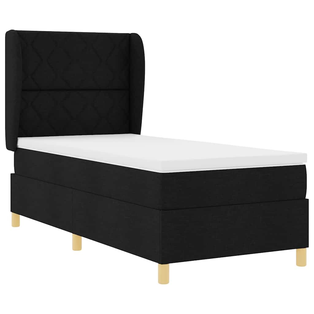 Box spring seng med hovedgærde Sort 200 x 90 cm Stof