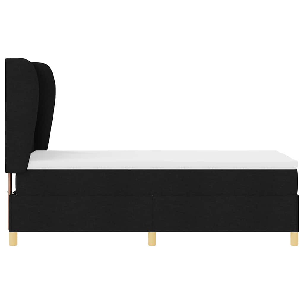 Box spring seng med hovedgærde Sort 200 x 90 cm Stof