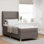 Box spring seng med hovedgærde Gråbrun 200 x 90 cm Stof