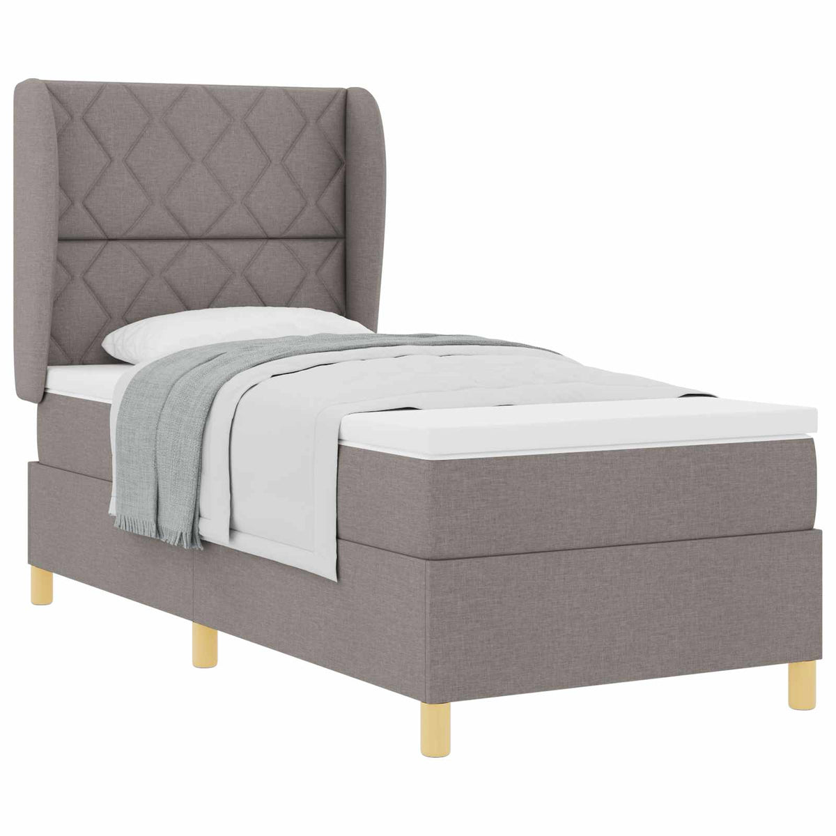 Box spring seng med hovedgærde Gråbrun 200 x 90 cm Stof