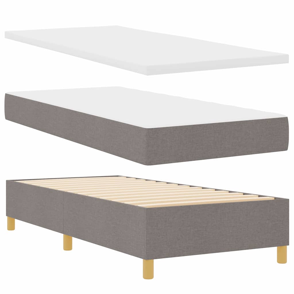 Box spring seng med hovedgærde Gråbrun 200 x 90 cm Stof