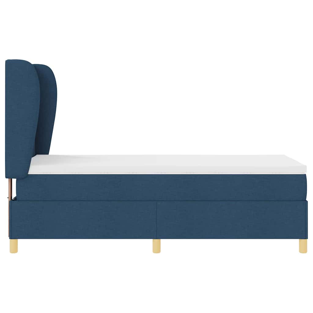 Box spring seng med hovedgærde Blå 200 x 90 cm Stof