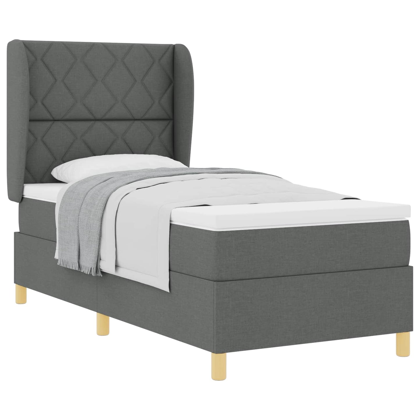Box spring seng med hovedgærde Mørkegrå 200 x 100 cm Stof
