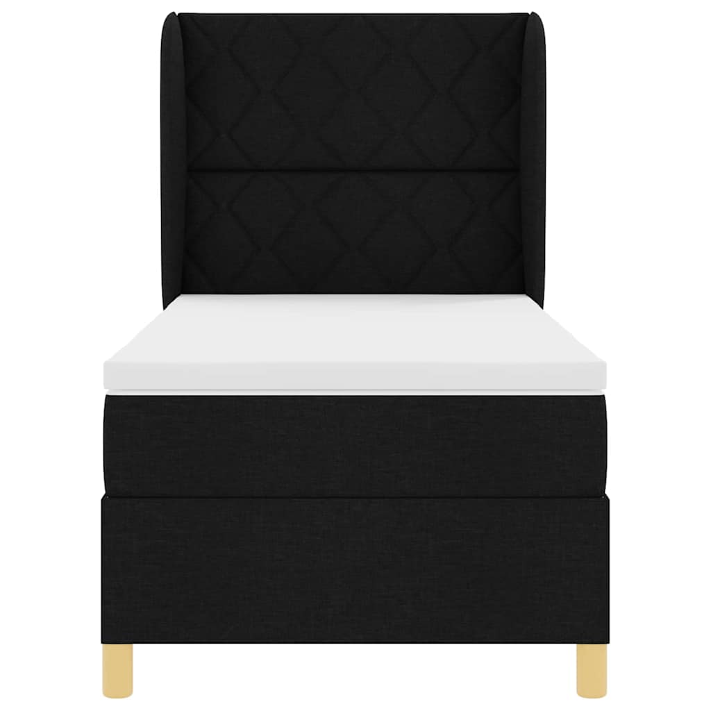 Box spring seng med hovedgærde Sort 200 x 100 cm Stof