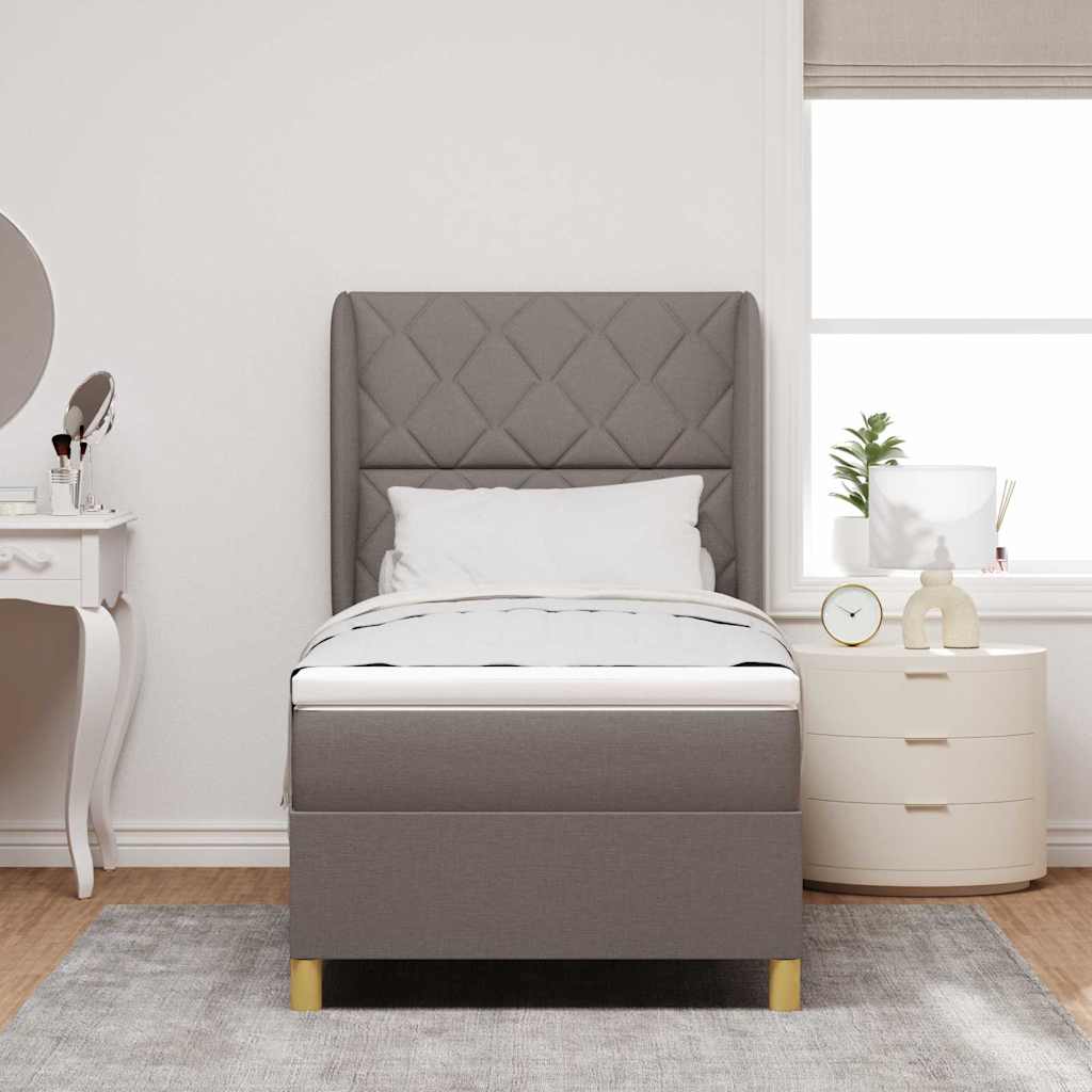 Box spring seng med hovedgærde Gråbrun 200 x 100 cm Stof