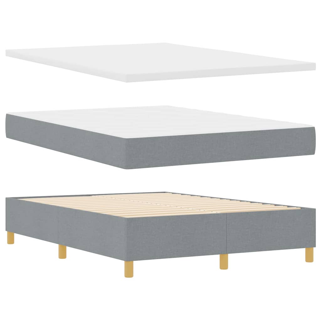 Box spring seng med hovedgærde Lysegrå 190 x 140 cm Stof