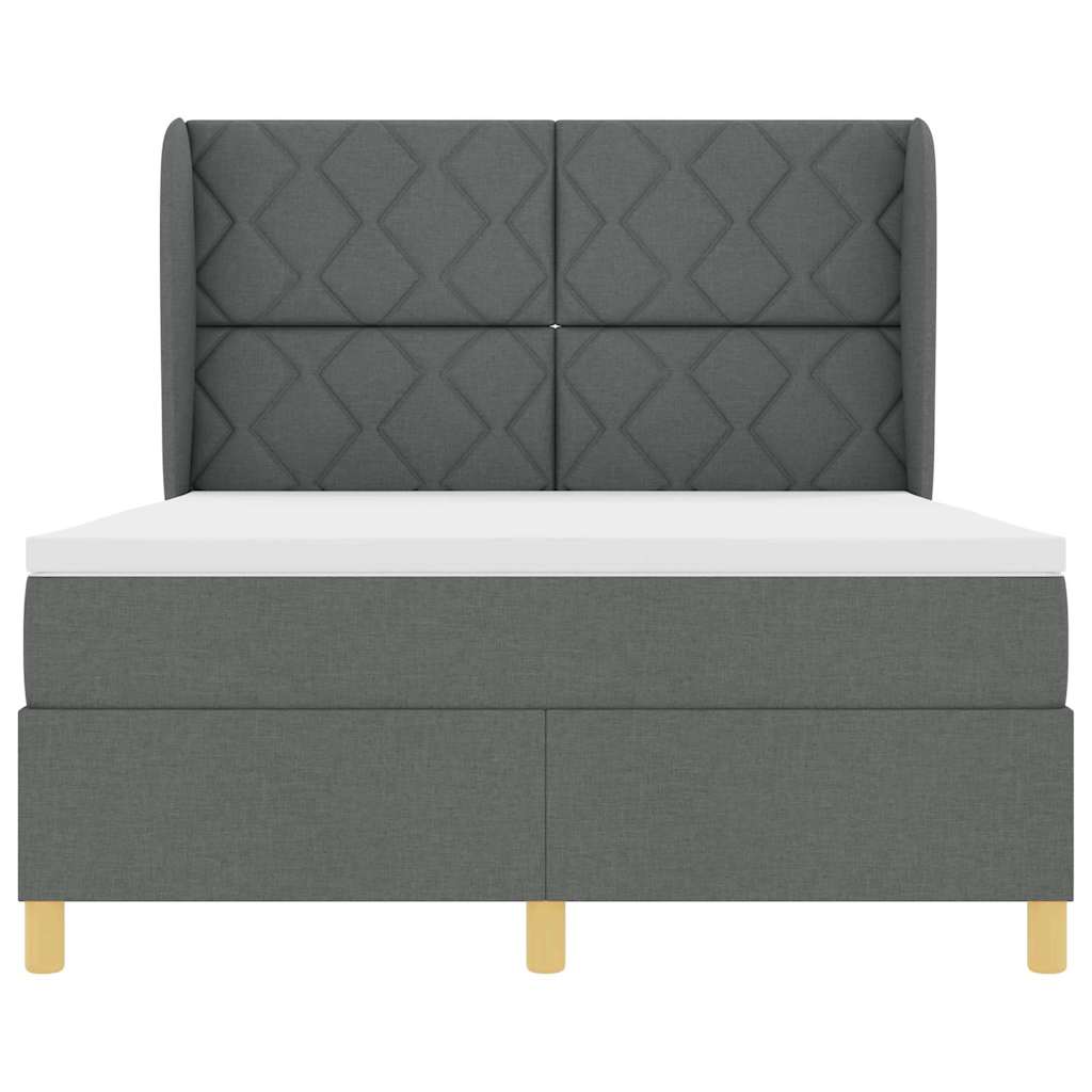 Box spring seng med hovedgærde Mørkegrå 190 x 140 cm Stof
