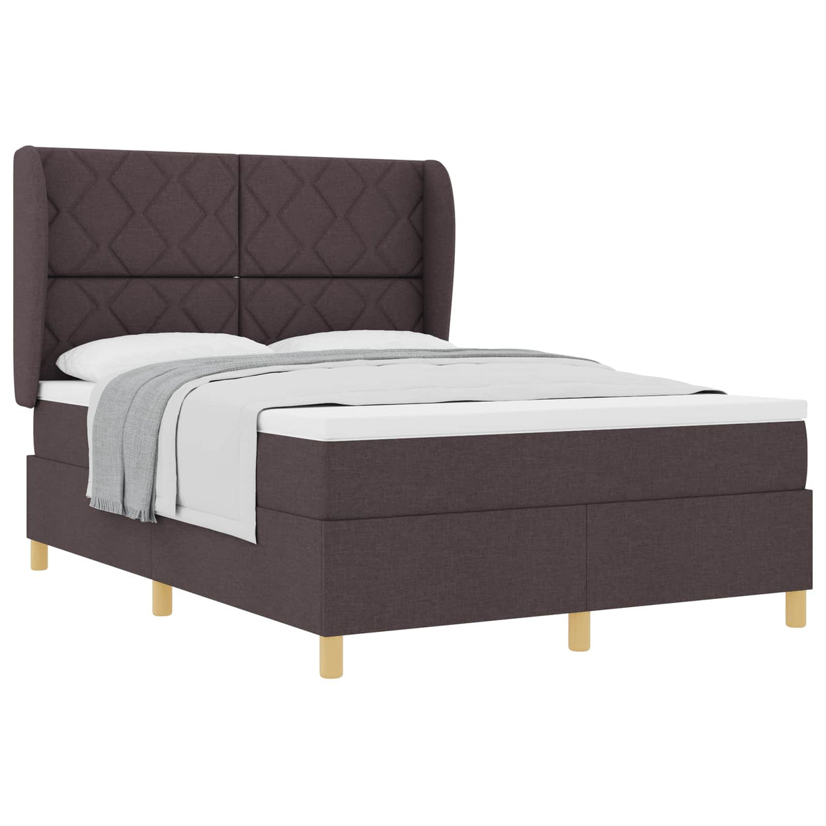 Box spring seng med hovedgærde Mørk Brun 190 x 140 cm Stof