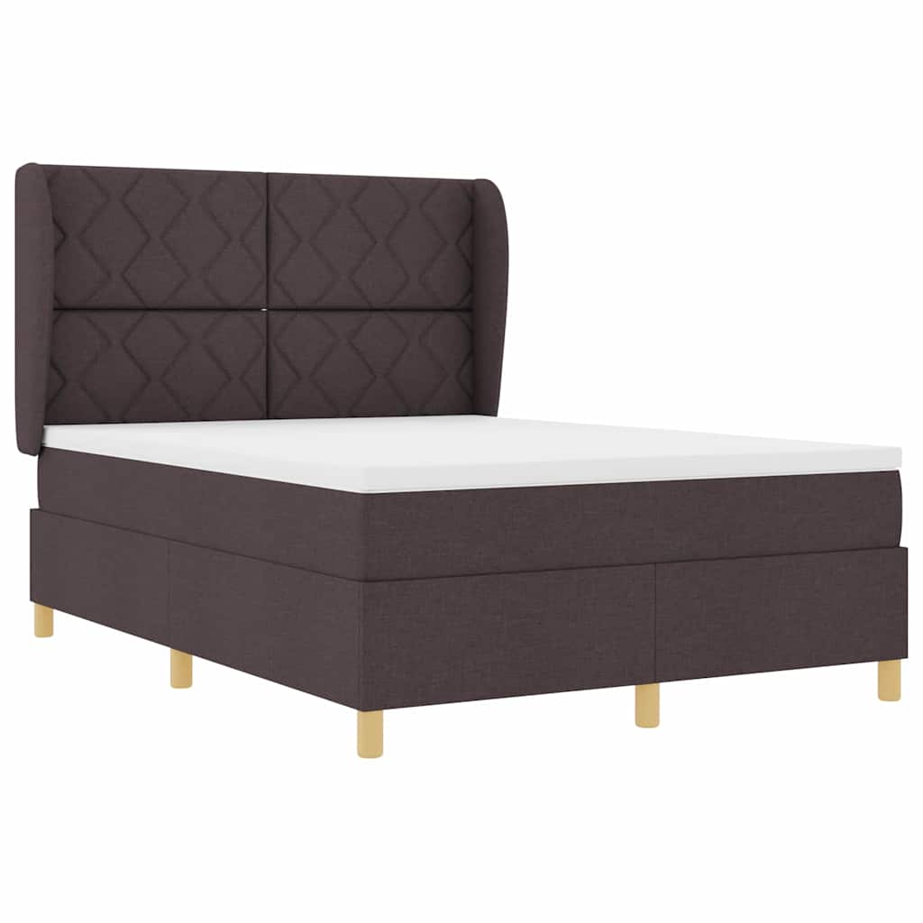 Box spring seng med hovedgærde Mørk Brun 190 x 140 cm Stof