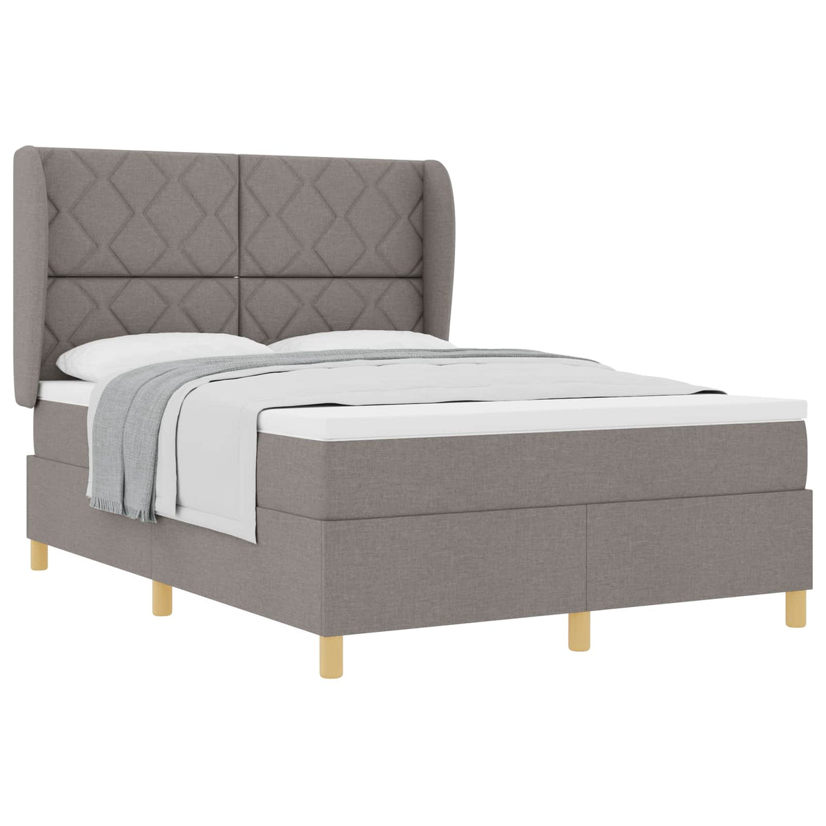 Box spring seng med hovedgærde Gråbrun 190 x 140 cm Stof