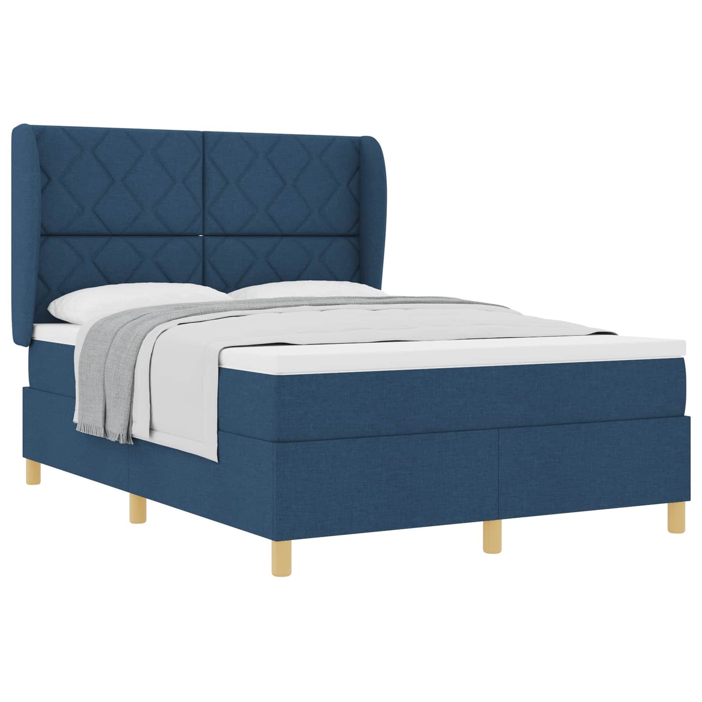Box spring seng med hovedgærde Blå 190 x 140 cm Stof
