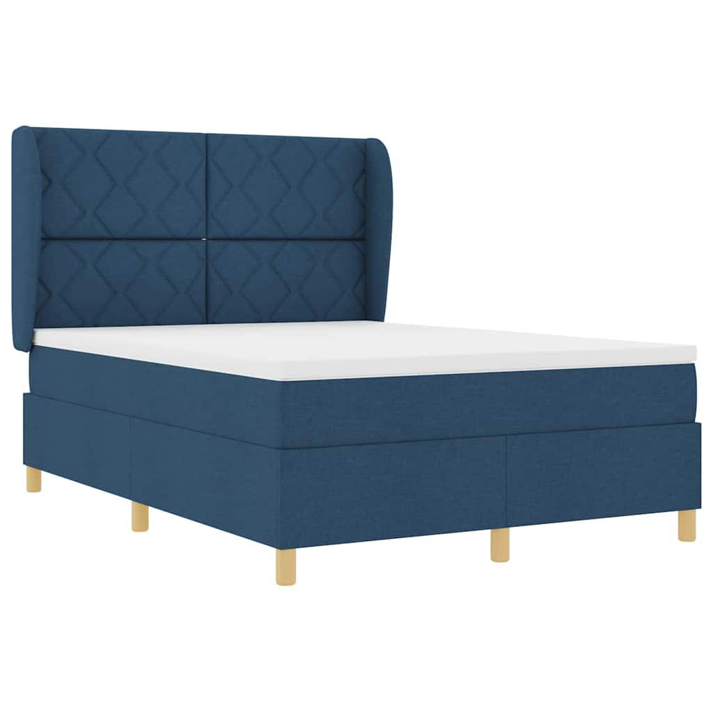 Box spring seng med hovedgærde Blå 190 x 140 cm Stof
