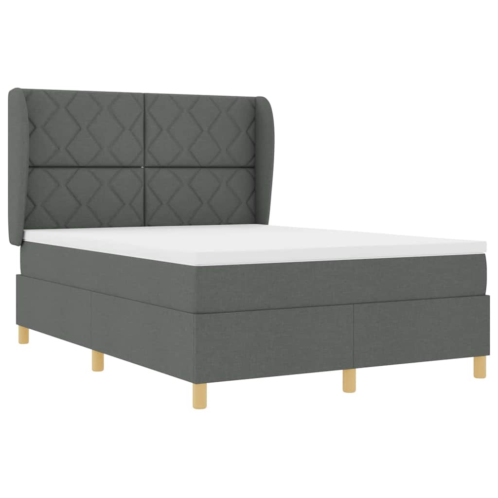 Box spring seng med hovedgærde Mørkegrå 200 x 140 cm Stof
