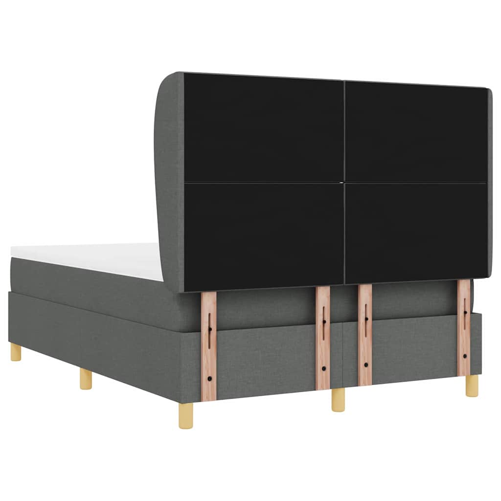 Box spring seng med hovedgærde Mørkegrå 200 x 140 cm Stof