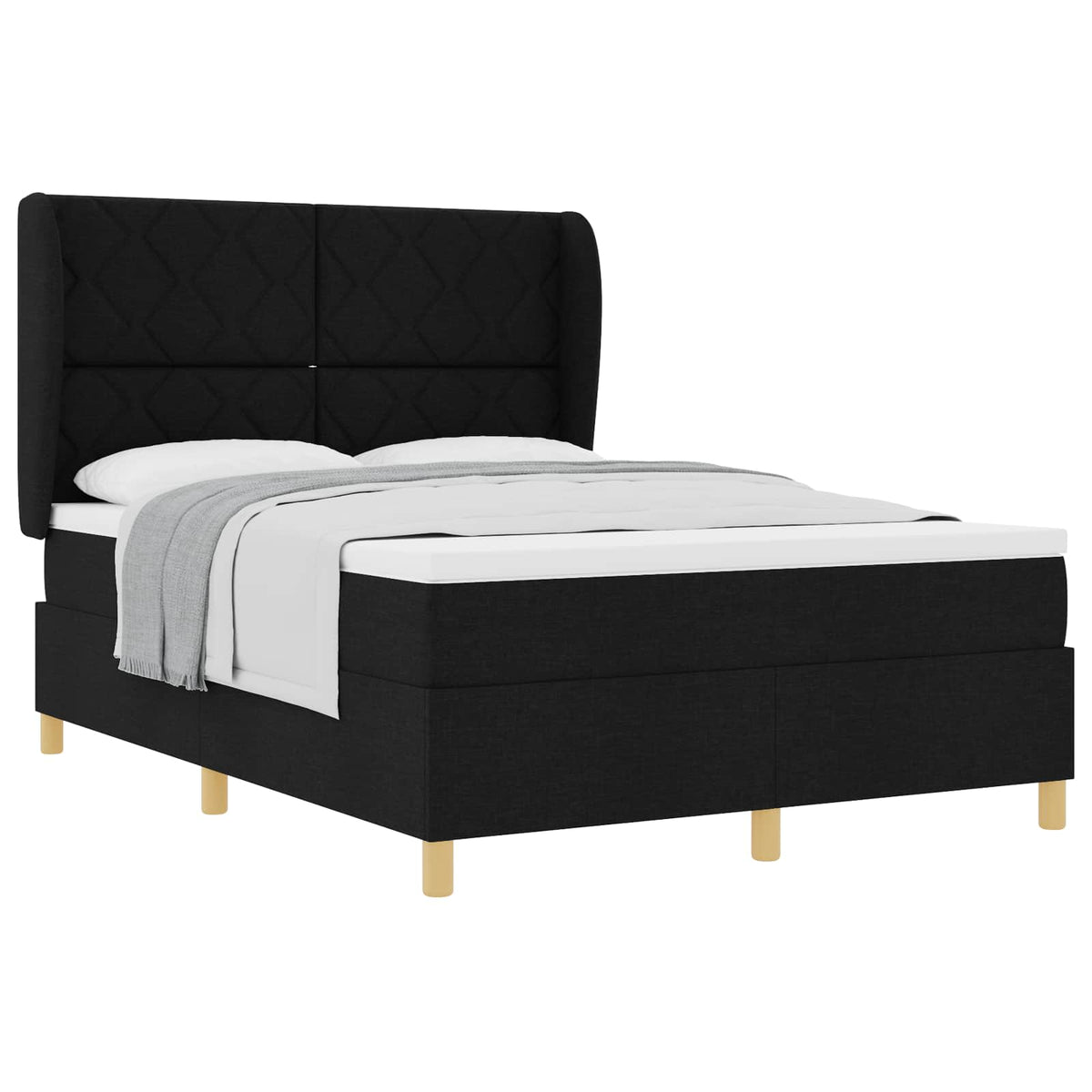 Box spring seng med hovedgærde Sort 200 x 140 cm Stof