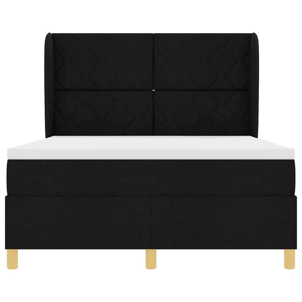 Box spring seng med hovedgærde Sort 200 x 140 cm Stof