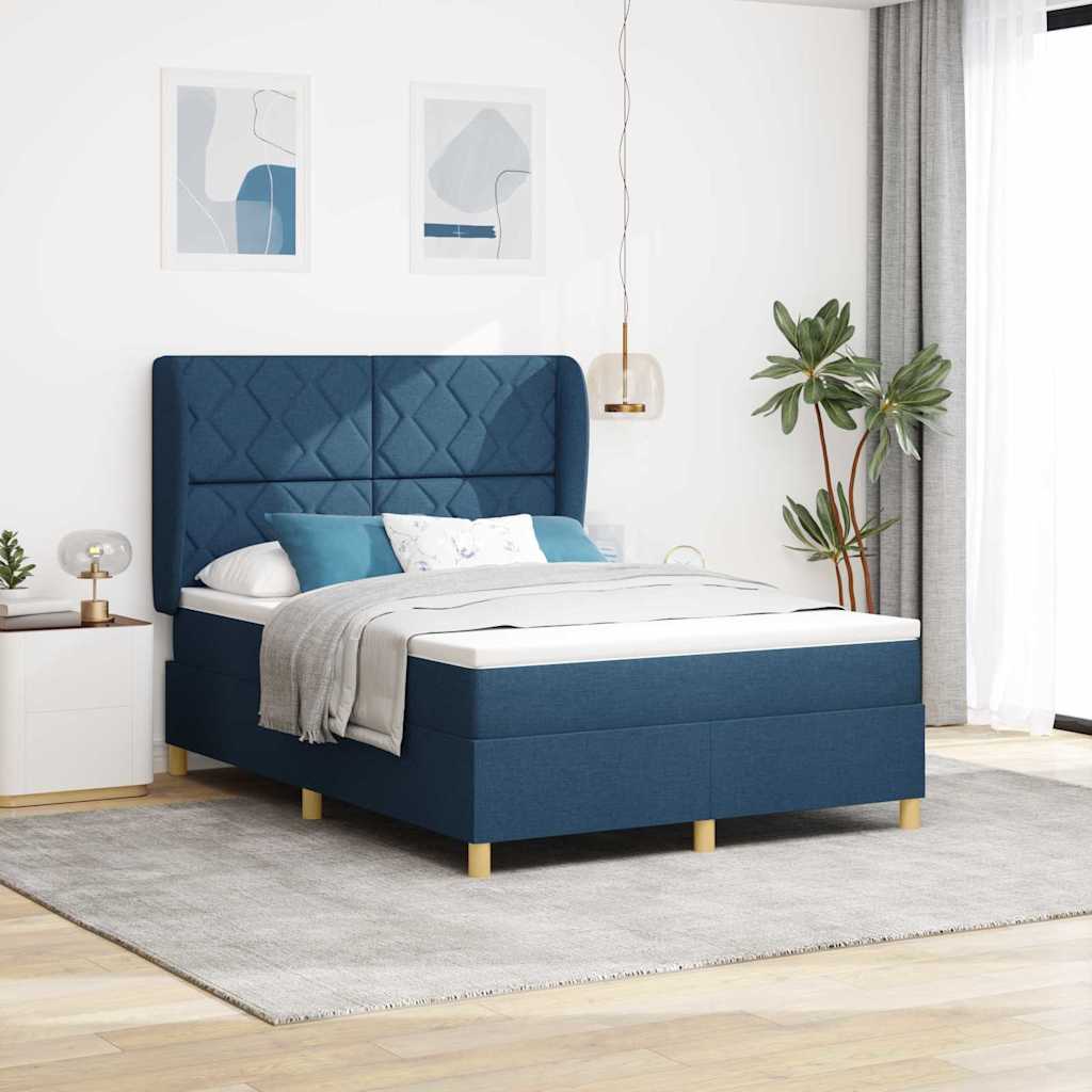 Box spring seng med hovedgærde Blå 200 x 140 cm Stof