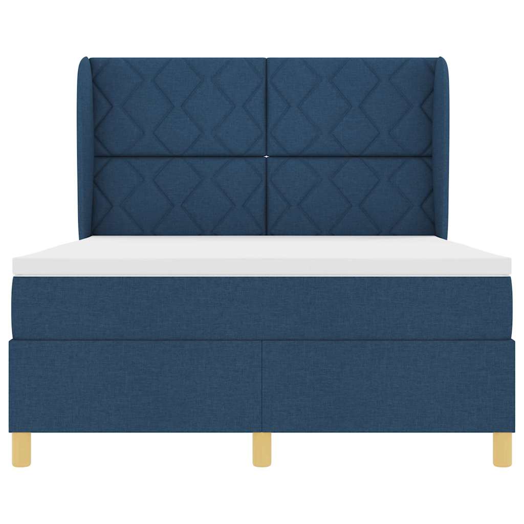 Box spring seng med hovedgærde Blå 200 x 140 cm Stof