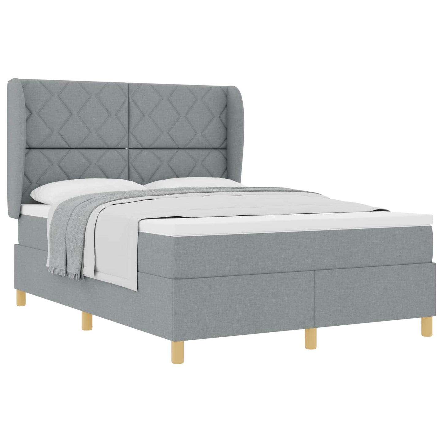 Box spring seng med hovedgærde Lysegrå 200 x 160 cm Stof