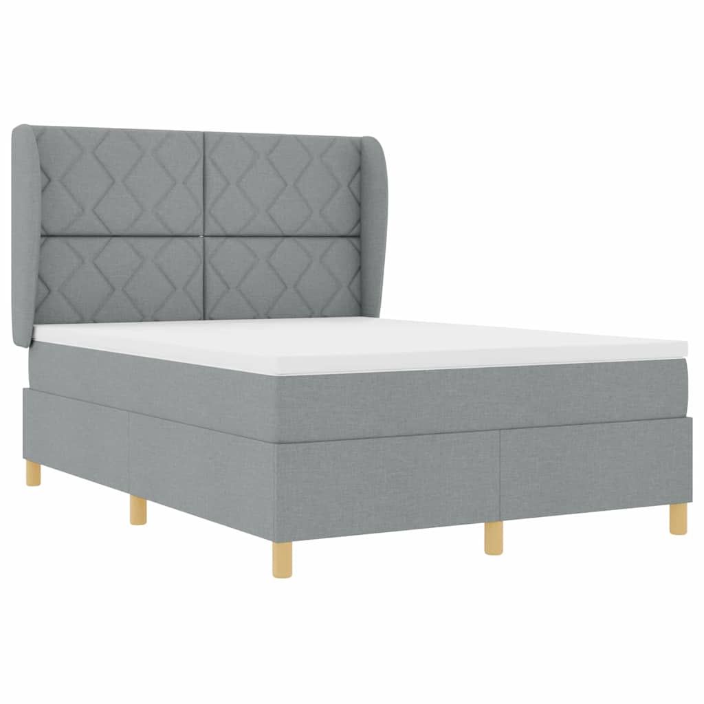 Box spring seng med hovedgærde Lysegrå 200 x 160 cm Stof