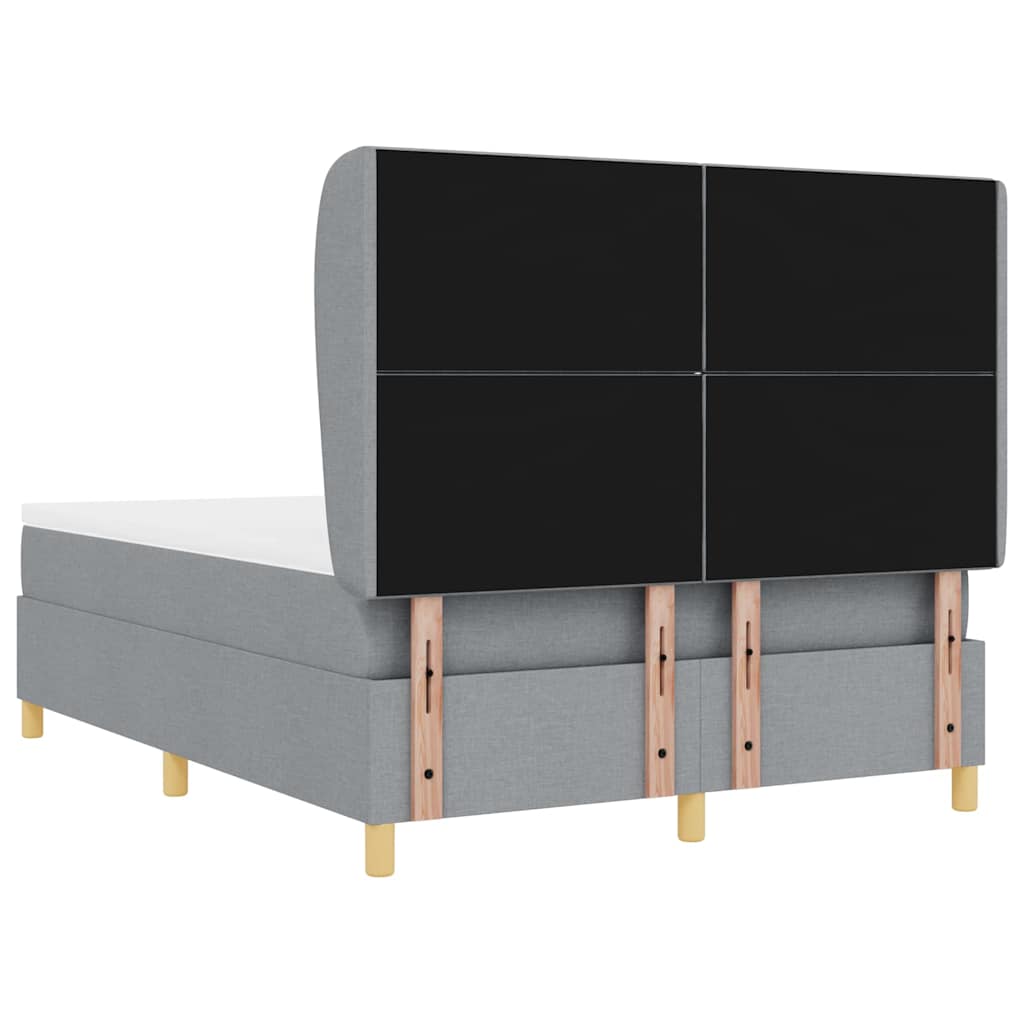 Box spring seng med hovedgærde Lysegrå 200 x 160 cm Stof