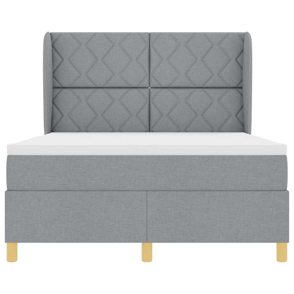 Box spring seng med hovedgærde Lysegrå 200 x 160 cm Stof
