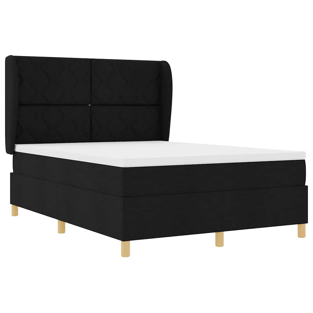 Box spring seng med hovedgærde Sort 200 x 160 cm Stof