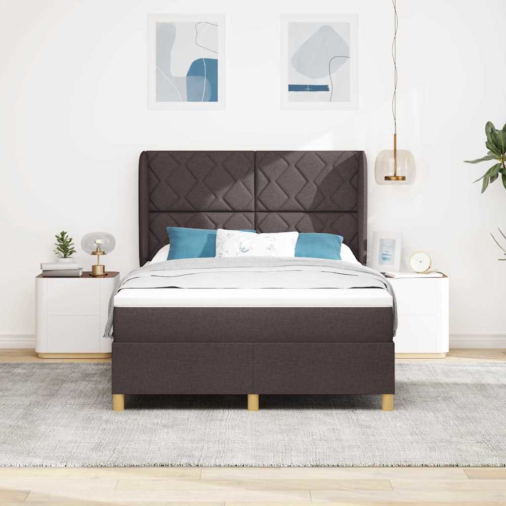 Box spring seng med hovedgærde Mørk Brun 200 x 160 cm Stof