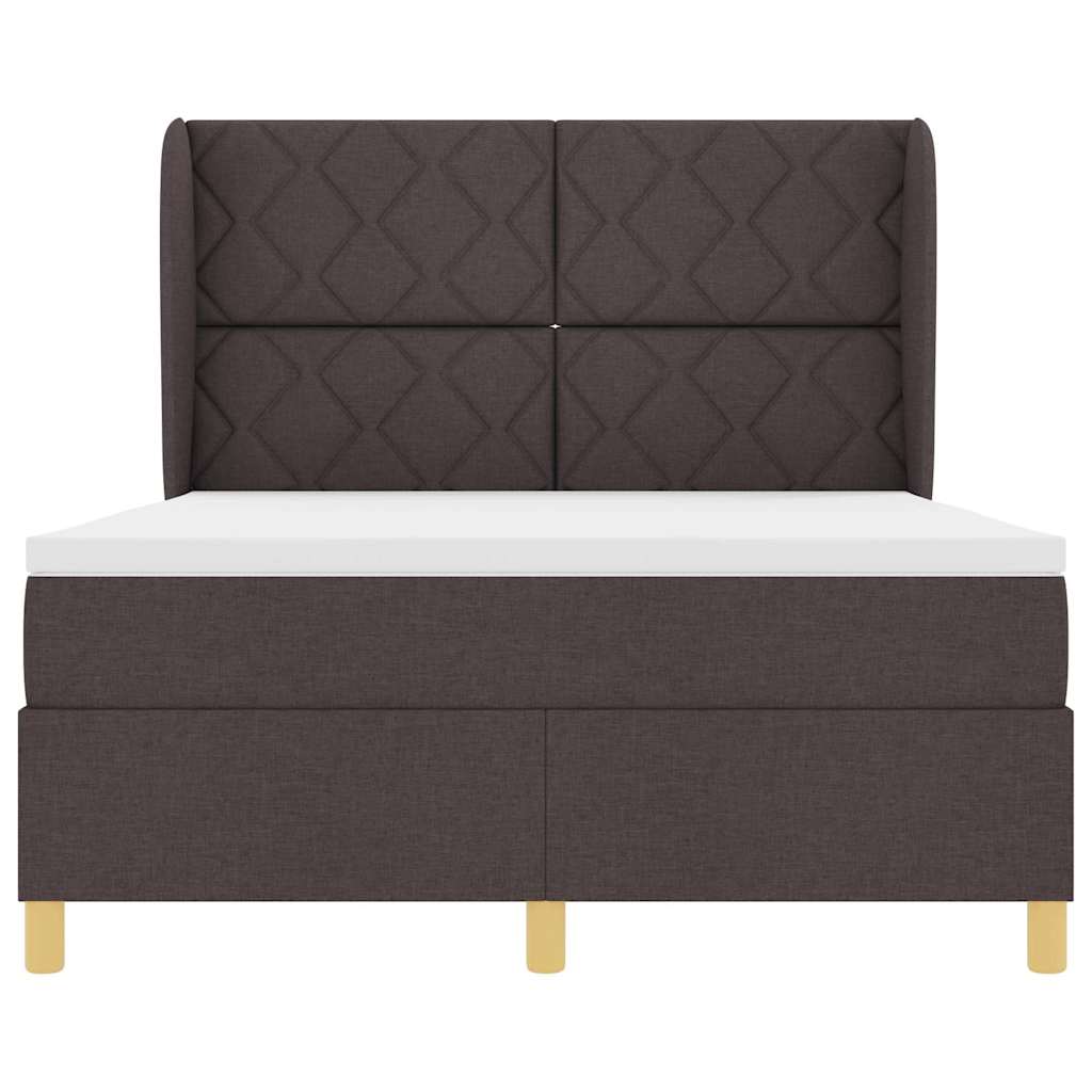 Box spring seng med hovedgærde Mørk Brun 200 x 160 cm Stof