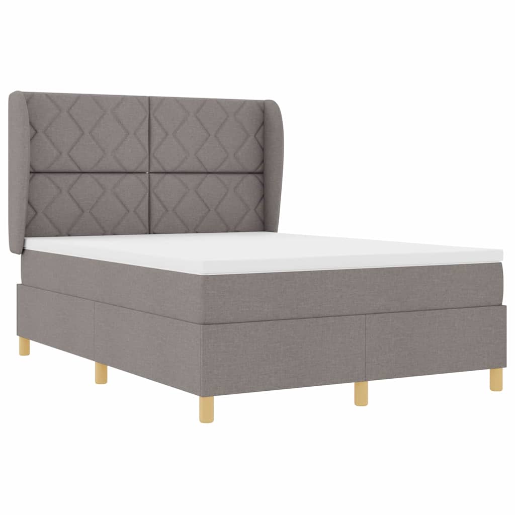 Box spring seng med hovedgærde Gråbrun 200 x 160 cm Stof