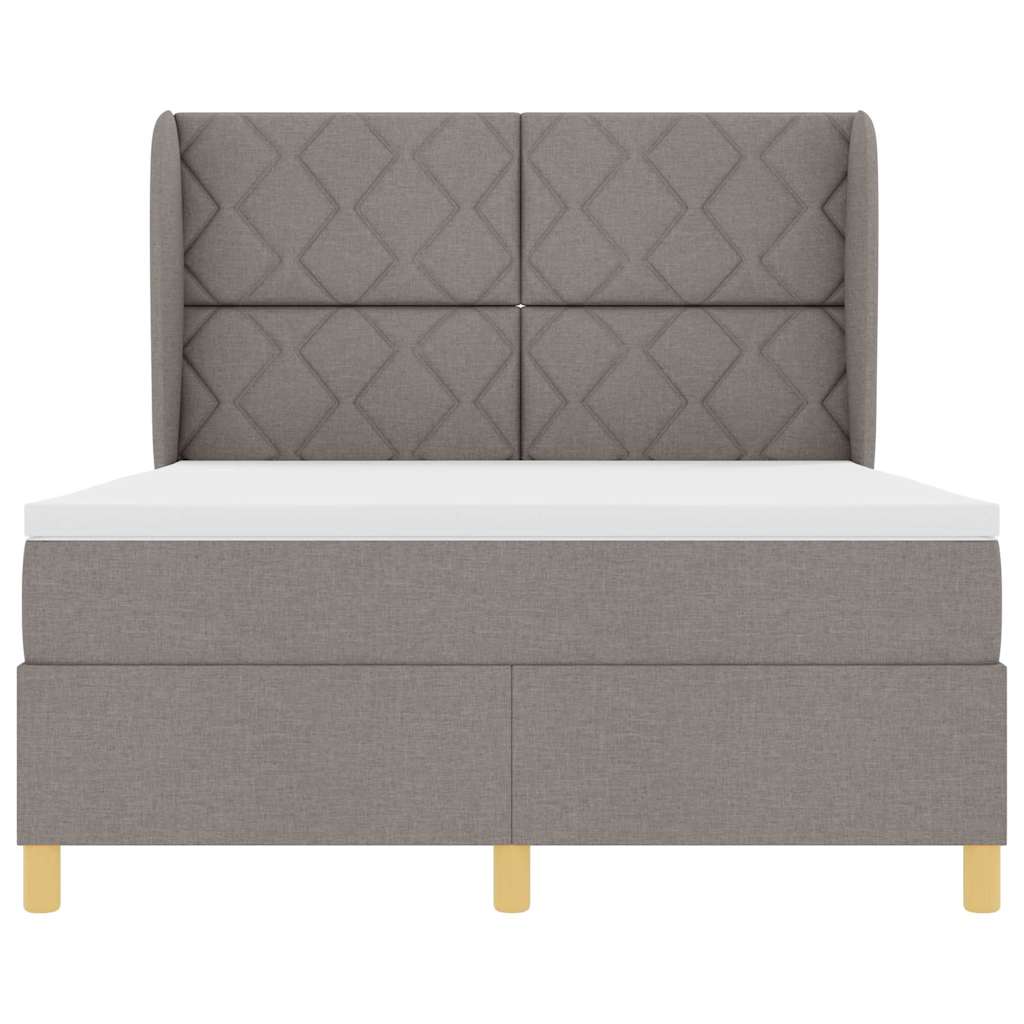 Box spring seng med hovedgærde Gråbrun 200 x 160 cm Stof