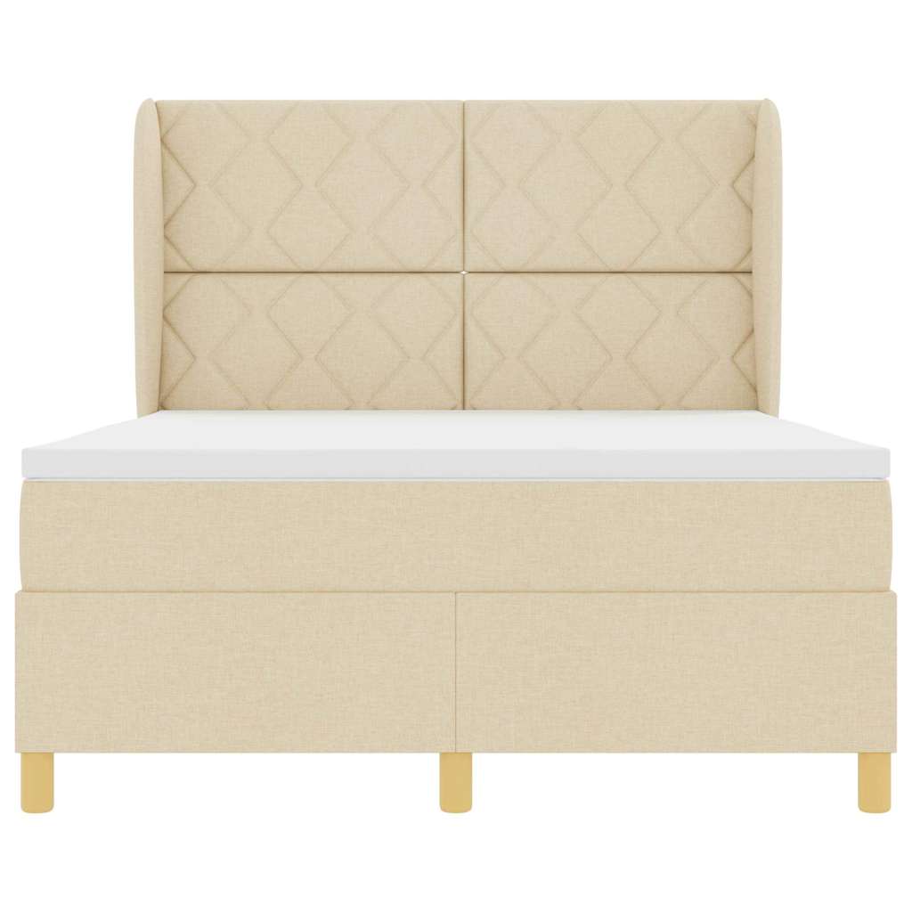Box spring seng med hovedgærde Creme 200 x 160 cm Stof