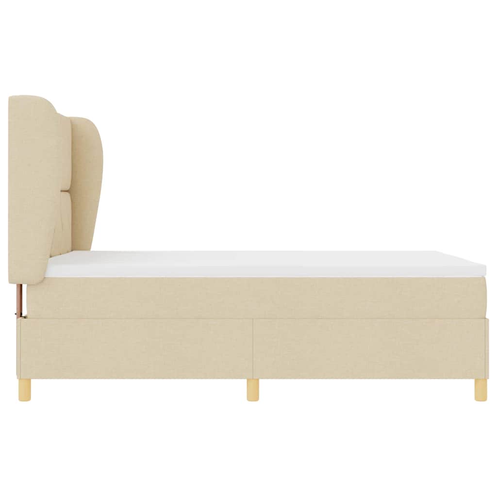 Box spring seng med hovedgærde Creme 200 x 160 cm Stof