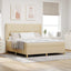 Box spring seng med hovedgærde Creme 200 x 180 cm Stof