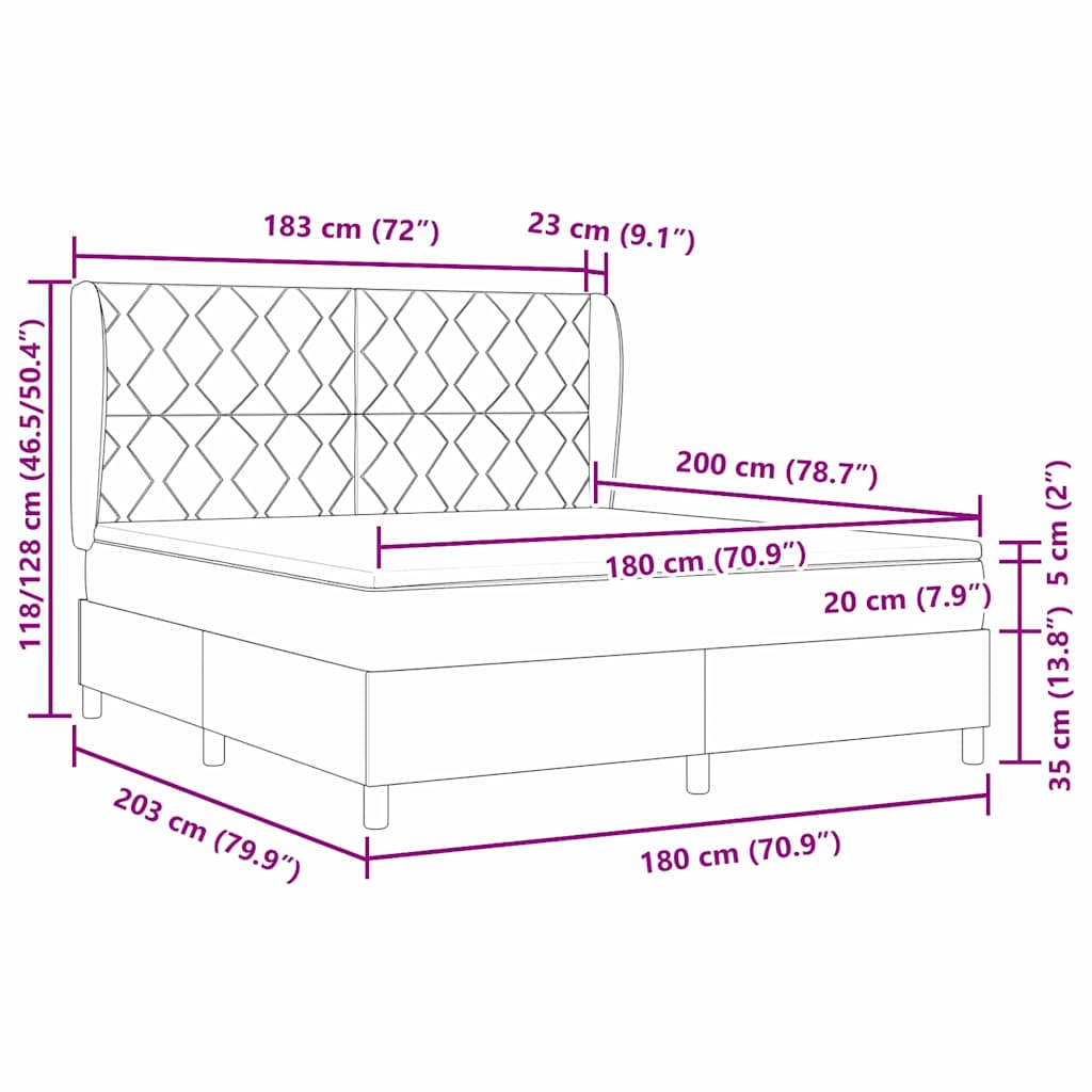 Box spring seng med pude med hovedgærde Blå 200 x 180 cm Stof