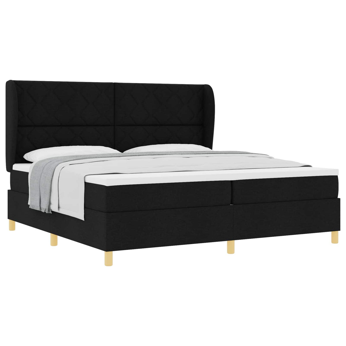 Box spring seng med hovedgærde Sort 200 x 200 cm Stof