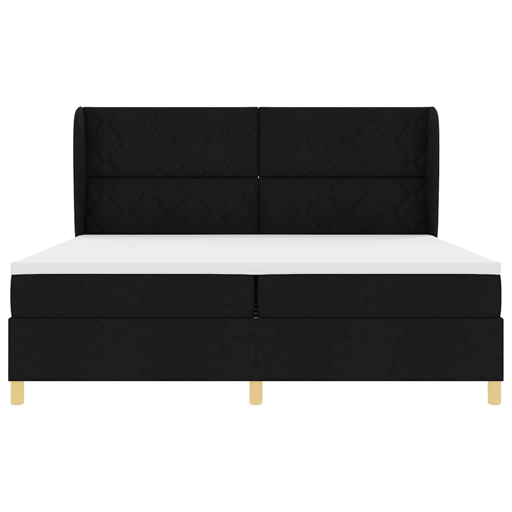 Box spring seng med hovedgærde Sort 200 x 200 cm Stof