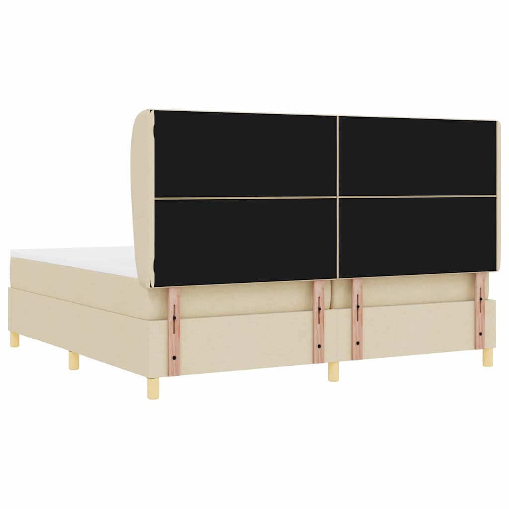 Box spring seng med hovedgærde Creme 200 x 200 cm Stof