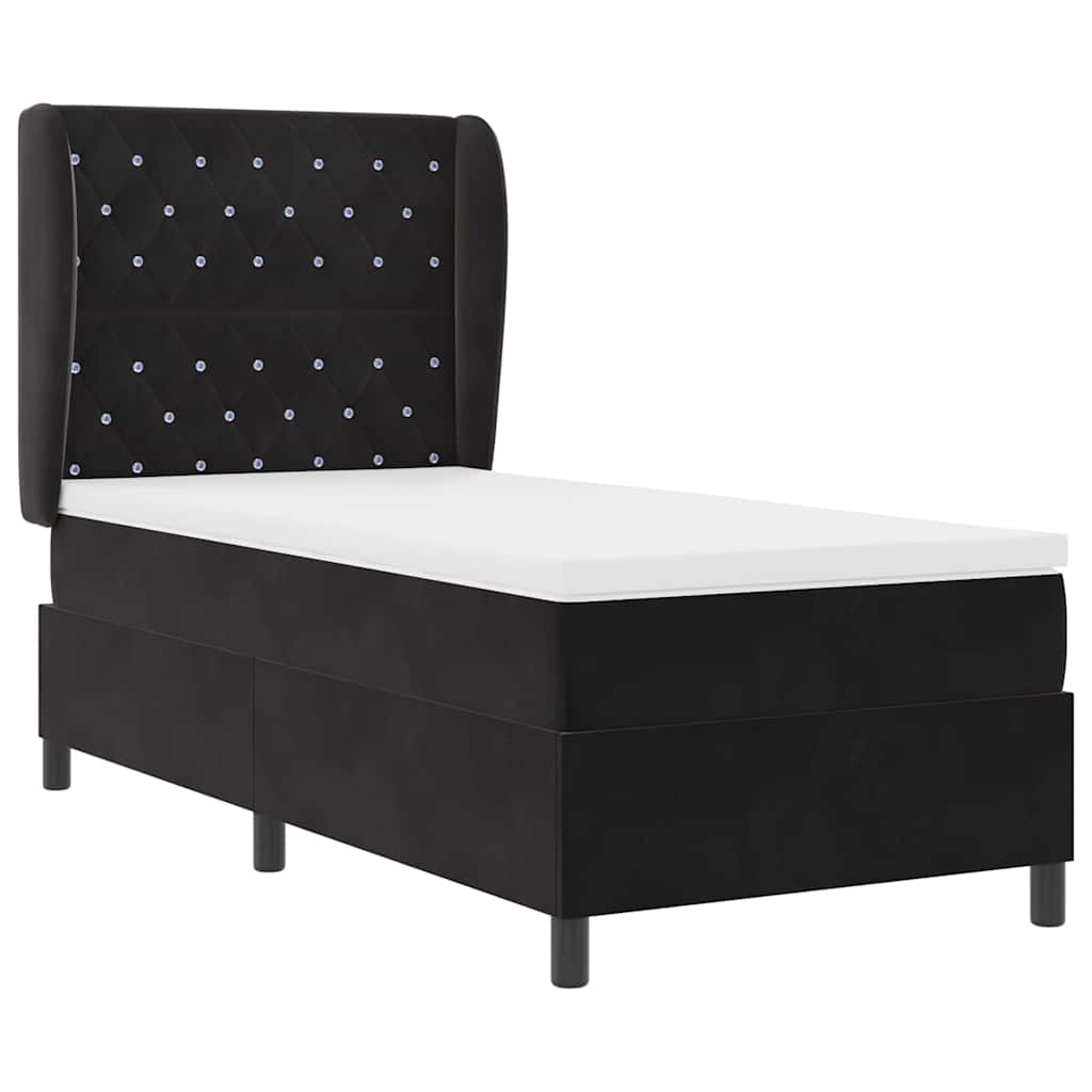 Box spring seng med madras Sort 190 x 90 cm Fløjl