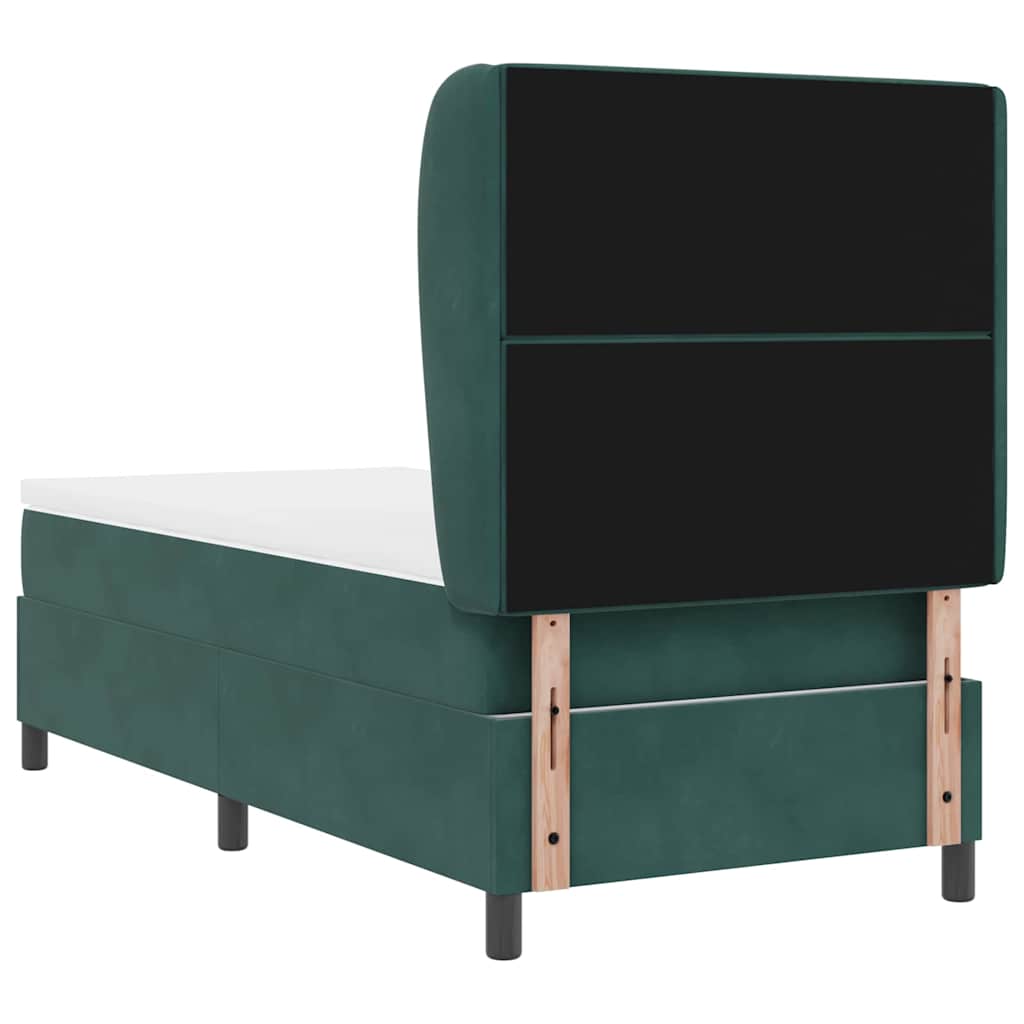 Box spring seng med madras Mørkegrøn 190 x 90 cm Fløjl