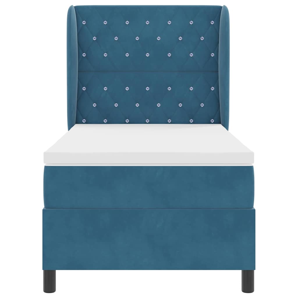 Box spring seng med hovedgærde Mørk blå 190 x 90 cm Fløjl