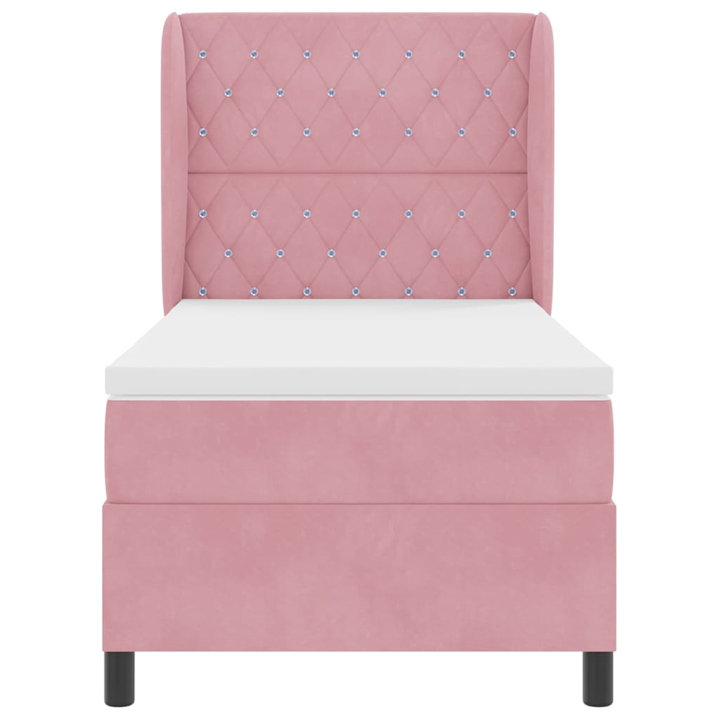 Box spring seng med hovedgærde Lyserød 190 x 90 cm Fløjl