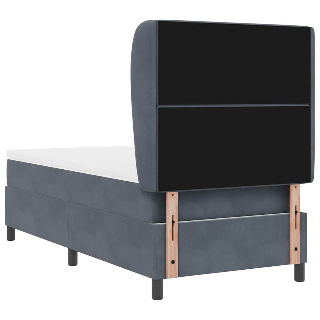 Box spring seng med hovedgærde Mørkegrå 200 x 90 cm Fløjl
